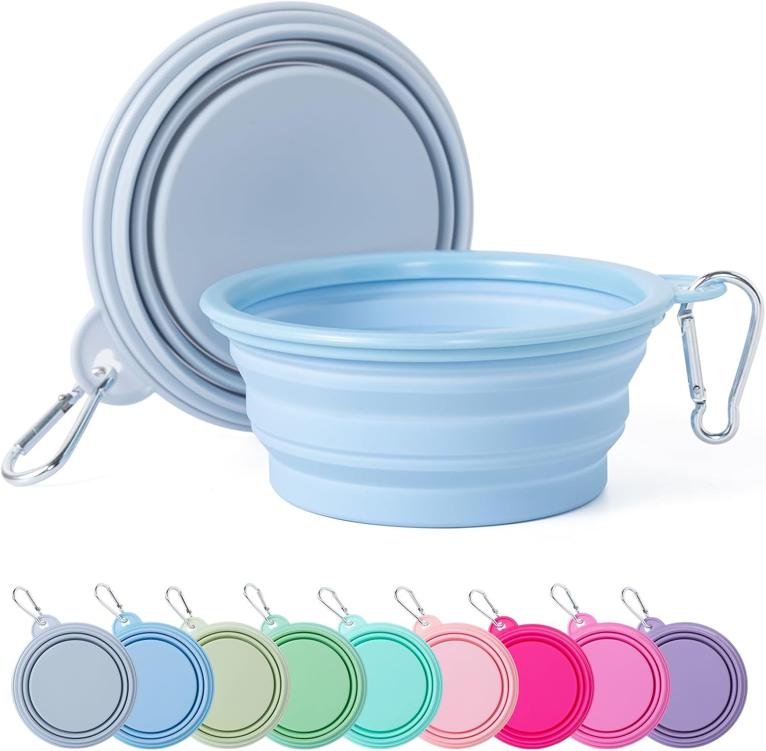 SLSON Collapsible Dog Bowl Silicone, 2Pack Macaron Color Pet Travel Bowls SLSON Collapsible Dog Bowl Silicone, 2Pack Macaron Color Pet Travel Bowls