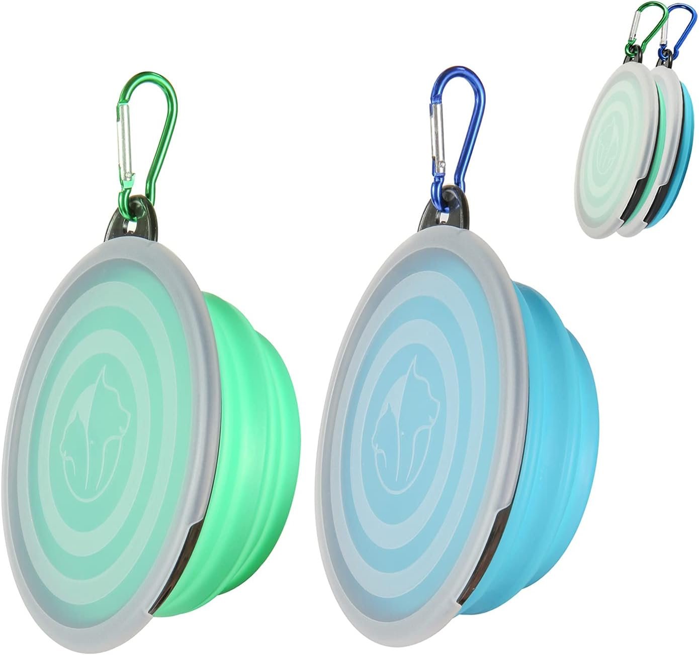 SLSON Dog Bowls Pet Collapsible Bowl with Cover Lids, 2 Pack Travel Bowls SLSON Dog Bowls Pet Collapsible Bowl with Cover Lids, 2 Pack Travel Bowls