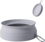 SLSON Spill Proof Dog Water Bowl for Cars,Collapsible No Splash Dog Travel Bowls Integrated Molding Portable Pet Bowl for Vehicle Road Trip Truck,RV,SUV,Boat Accessories (Cold Grey)