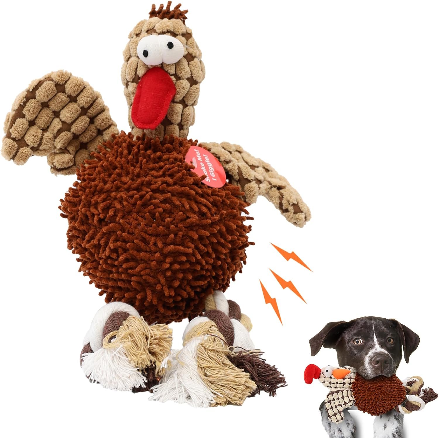 SPOT Gigglers Chicken Dog Toy with Giggle Sound, Textured Plush Tug Toy with Rope Legs, 12″ for Small and Medium Dog Breeds SPOT Gigglers Chicken Dog Toy with Giggle Sound, Textured Plush Tug Toy with Rope Legs, 12″ for Small and Medium Dog Breeds