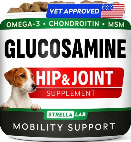 STRELLALAB Advanced Glucosamine for Dogs, Chondroitin MSM Joint Supplement