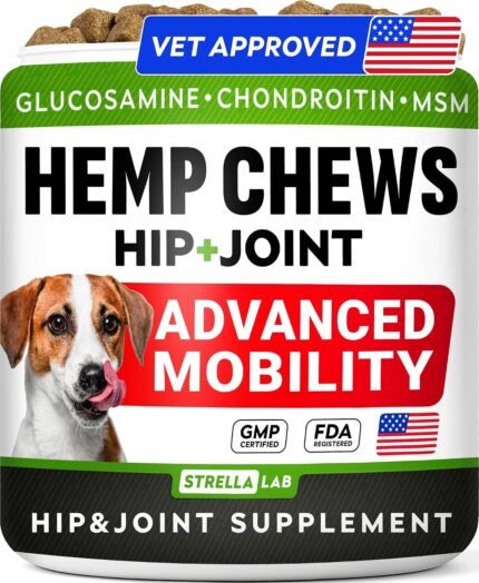 STRELLALAB Advanced Joint Hemp Chews for Dogs - Hip&Joint Pain Relief Treat