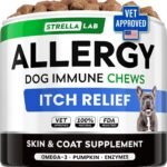 STRELLALAB Dog Allergy & Itching Relief – Skin&Coat Support Chews w/Omega 3