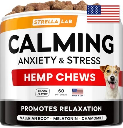 STRELLALAB Hemp Calming Chews for Dogs – Stress, Anxiety Relief Treats