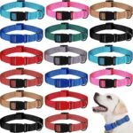 Sanwuta 18 Pcs Dog Collars Bulk Large Medium Adjustable Dog Collars 9 Colors Nylon Soft Heavy Duty Pet Collar with Buckle(Medium,Dark Color)