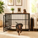 Seang 31” Collapsible Dog Crate Furniture, Dog Kennel for Small/Medium Dog