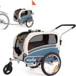 Sepnine 2 in 1 Pet Bicycle Trailer with a 6″ Stroller Wheel Suitable for Small and Medium Dogs, Carrier Up to 66/88 LBS, Easy Folding Cart Frame, Quick Release Wheel, Universal Bicycle Coupler