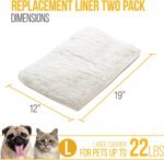 Sherpa Replacement Liners for Travel Pet Carriers - Soft Absorbent Cat & Dog Kennel Pad with Waterproof Backing, Machine Washable Crate Pads, 19x12.25in - 2 Pack, White, Large - Image 2