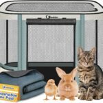 Siedihit Grey 28″ Dog Playpen with Pee Pad,Cat Puppy Crate Indoor Outdoor
