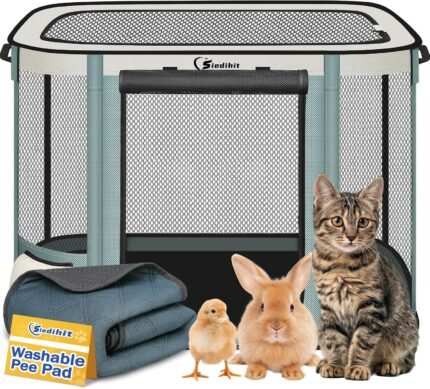 Siedihit Grey 28" Dog Playpen with Pee Pad,Cat Puppy Crate Indoor Outdoor