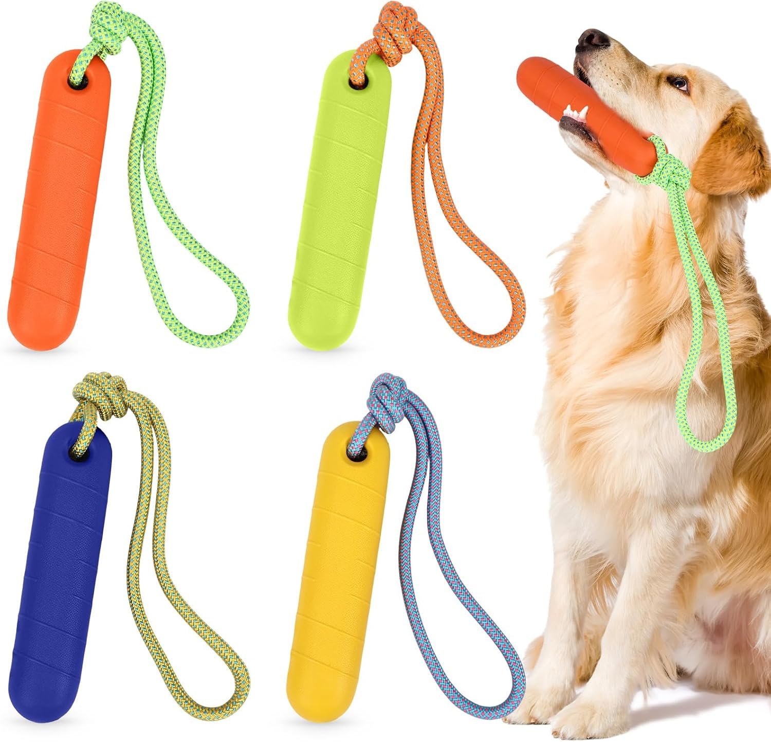 Skylety 4 Pack Floating Dog Toy with Rope Handle Skylety 4 Pack Floating Dog Toy with Rope Handle