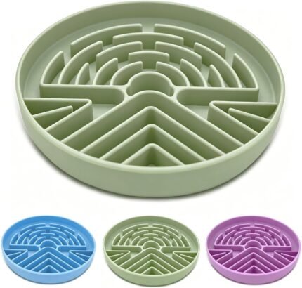 Slow Feeder Dog Bowl for Large & Small Pets, Anti Choking Puzzle Dog Food Bowl with Non-Slip Base, Interactive Pet Slow Eating, Silicone Cat Feeder for Puppies & Cats