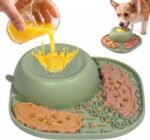 Slow Feeder Dog Bowls, Dog Lick Bowl with Rolling Ball (Green)