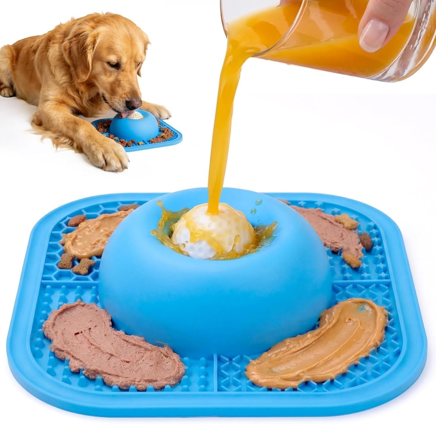 Slow Feeder Dog Bowls & Lick Mat for Liquid and Thick Treat, Anti-Slip Dog Lick Bowl with Interactive Rolling Ball, 5/6 Cup Pup Licking Toy for Large Medium Small Dogs and Cats Blue Slow Feeder Dog Bowls & Lick Mat for Liquid and Thick Treat, Anti-Slip Dog Lick Bowl with Interactive Rolling Ball, 5/6 Cup Pup Licking Toy for Large Medium Small Dogs and Cats Blue