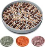 Slow Feeder Dog Bowls, Silicone Slow Feeder for Dogs & Puppies, Dog Puzzle Bowl with Suction Cup for Anxiety Relief, Slow Eating, Dishwasher Fit, for All Breed, Grey