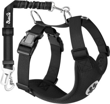 SlowTon Dog Seat Belt and Harness for Car, 2 in 1 Seatbelt Buckle, B M