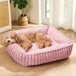 Small Dog Bed Calming Cat Bed for Indoor Cats 20’’x16’’ Pink