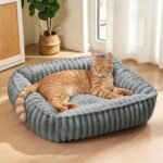 Small Dog Bed Calming Cat Bed for Indoor Cats 20’’x16’’Sage Grey - Image 2