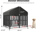 Small Dog Kennel Outdoor with Double Safety Locks 49''x47''x51'' Heavy Duty Welded Wire Steel Pet Pen Dog Enclosure with UV-Resistant Waterproof Roof - Image 2