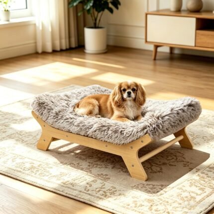 Small Size Elevated Dog Bed, Natural Finish Raised Dog Bed