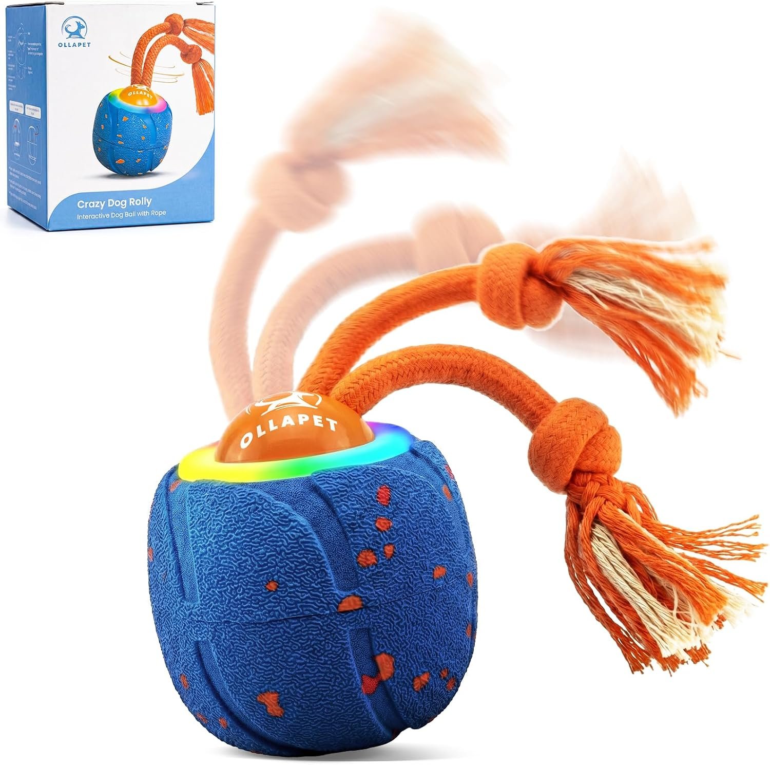 Smart Interactive Dog Toys, 3 Modes Automatic Rolling Ball, Chase Pet Toy with Rope & Barking Sound, Chew Resistant E-TPU, IPX7 Waterproof Rechargeable Ball for Medium Large Dogs, Blue Smart Interactive Dog Toys, 3 Modes Automatic Rolling Ball, Chase Pet Toy with Rope & Barking Sound, Chew Resistant E-TPU, IPX7 Waterproof Rechargeable Ball for Medium Large Dogs, Blue