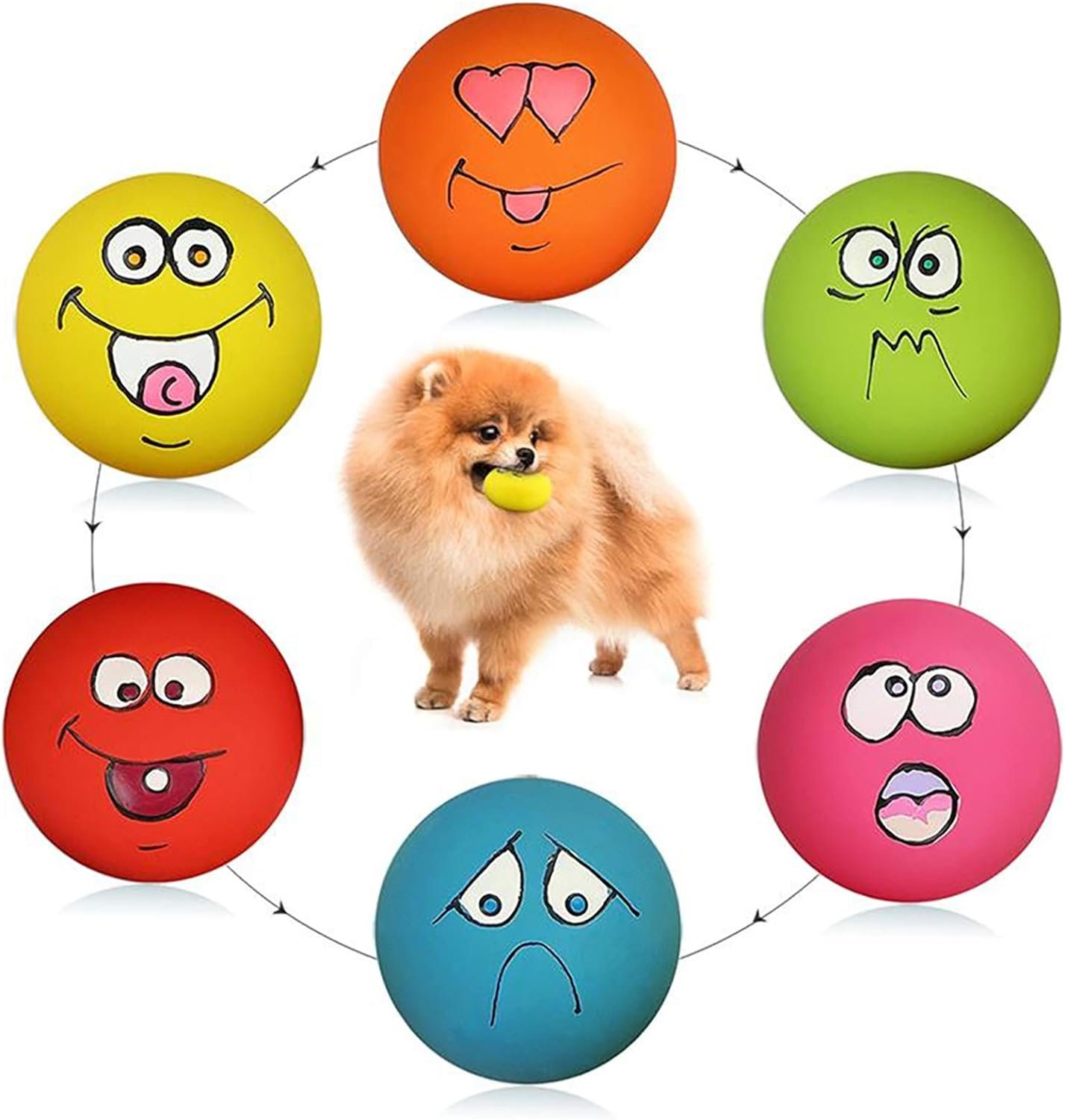 Smile Face Dog Squeaky Toys Soft Latex Squeak Balls for Puppy Small Pet Dogs 6 Pcs/Set Smile Face Dog Squeaky Toys Soft Latex Squeak Balls for Puppy Small Pet Dogs 6 Pcs/Set