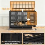 Snuowu 48 Inch Heavy Duty Dog Crate with Wheels, Metal Big Dog Cage for Large and Medium Dogs, Extra Large XL XXL Indestructible Dog Crate with Removable Tray. - Image 2