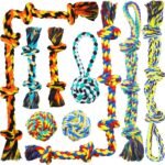 Speedy Panther 9 Pack Large Dog Rope Toys for Aggressive Chewers, 5 Knots Indestructible Chew Toy Kit for Medium Large Dogs, Puppy Teething Tug Toy, Colourful Cotton Dog Rope Toys