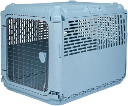 Sport PET Plastic Kennels Rolling Plastic Wire Door Travel Dog Crate, Collabsible Kennel, 22.1″ L x 23.3″ W x 30.6″ H