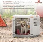SportPet Designs Collapsible Medium Pet Travel Carrier (Tan), Hard-Sided Kennel for Medium Dogs, Puppies, Cats, Kittens, Animals up to 50lbs, Washable Home & Outdoor Pet Crate, 30.6"L x 22"W x 23.25"H - Image 2
