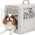 SportPet Designs Collapsible Small Pet Travel Carrier (Tan), Hard-Sided Kennel for Small Dogs, Puppies, Cats, Kittens, Animals up to 25lbs, Washable Home & Outdoor Pet Crate, 24.5″L x 16.5″W x 16″H