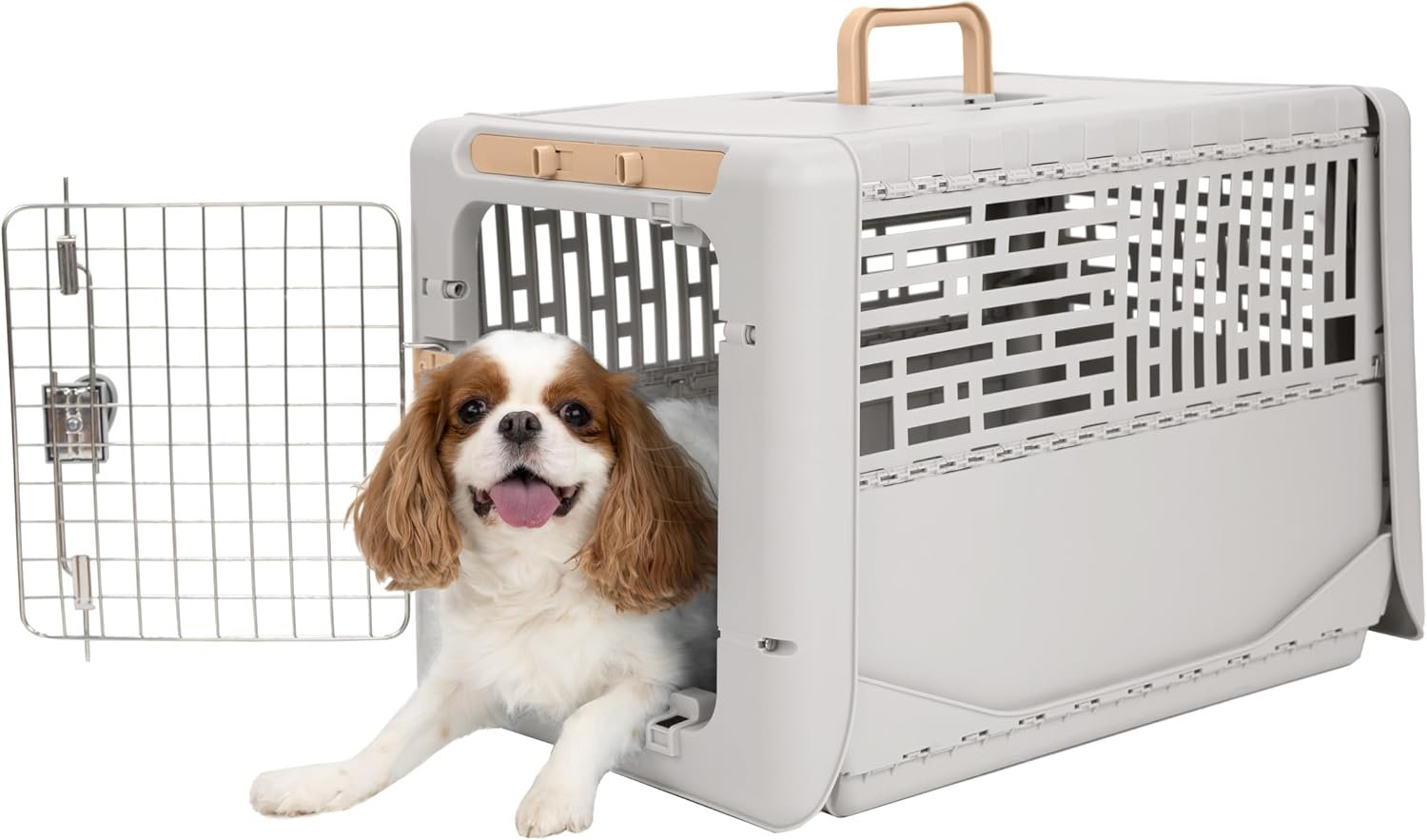 SportPet Designs Collapsible Small Pet Travel Carrier (Tan), Hard-Sided Kennel for Small Dogs, Puppies, Cats, Kittens, Animals up to 25lbs, Washable Home & Outdoor Pet Crate, 24.5″L x 16.5″W x 16″H SportPet Designs Collapsible Small Pet Travel Carrier (Tan), Hard-Sided Kennel for Small Dogs, Puppies, Cats, Kittens, Animals up to 25lbs, Washable Home & Outdoor Pet Crate, 24.5″L x 16.5″W x 16″H