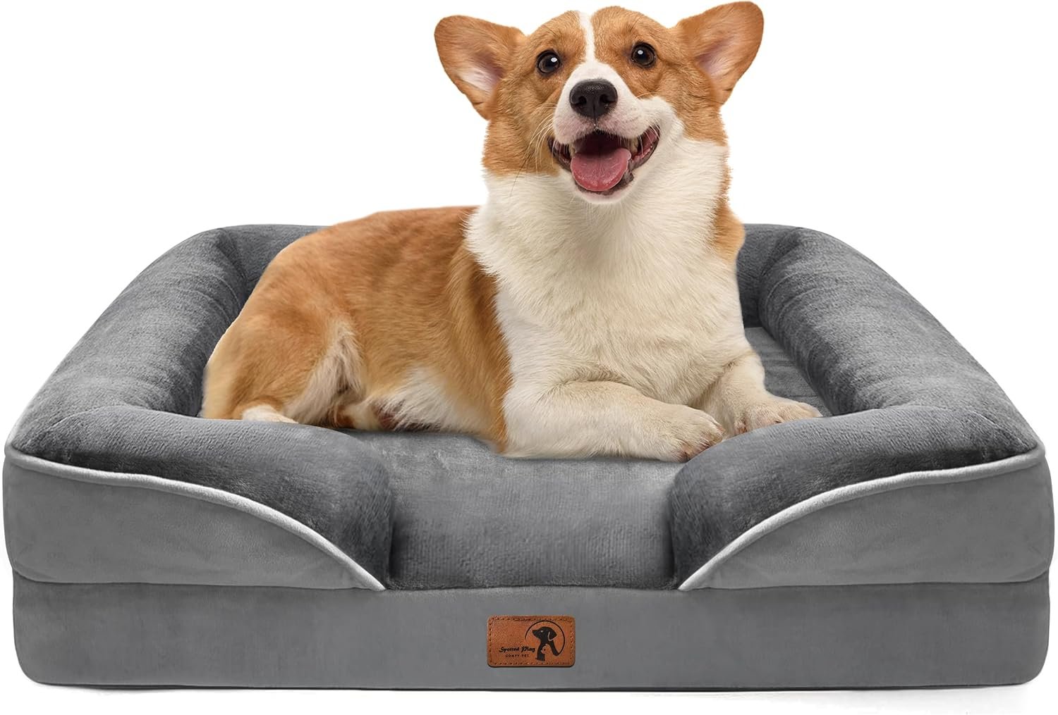 Spotted Play Orthopedic Dog Bed with Sides – Dog Sofa Beds for Medium Dogs, Supportive Foam Pet Couch Bed with Washable Removable Cover, Waterproof Lining and Non-Slip Bottom, Grey – M Spotted Play Orthopedic Dog Bed with Sides – Dog Sofa Beds for Medium Dogs, Supportive Foam Pet Couch Bed with Washable Removable Cover, Waterproof Lining and Non-Slip Bottom, Grey – M