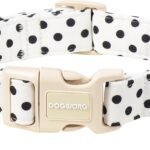 Spring Summer Dog Collar for Girl Dogs- White Polka Wedding Dog Collar, Adjustable Soft Beach Dots Dogs Collars for Small Dogs, S