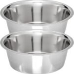 Stainless Steel Dog Bowl 2-Pack (10 inch Diameter) Pet Feeder Bowls 10 Cup