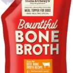 Stella & Chewy’s Human-Grade Grass-Fed Beef Bone Broth for Dogs – Joint & Gut Health Liquid Food Topper with Collagen & Turmeric, 16 Fl Oz Resealable Pouch