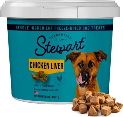 Stewart Freeze Dried Dog Treats, 100% Chicken Liver, 16.8 oz Tub