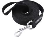 Strong Durable Nylon 10ft Long Dog Training Leash, Traction Rope, 1 Inch Wide, for Small and Medium Dog (Black, 10 Feet)