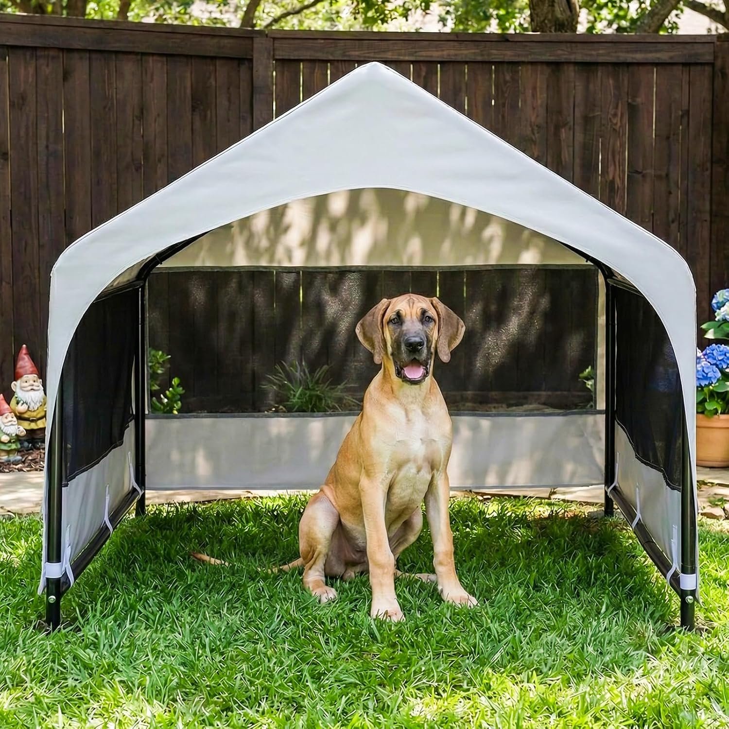 Suddus Dog House Outdoor, Extra Large Dog Tent Outside, Dog Shade Shelter with Three-Sided Breathable Mesh Windows, Sun Rain Cover for Pet, Dogs 48″ D x 48″ W x 39″ H Suddus Dog House Outdoor, Extra Large Dog Tent Outside, Dog Shade Shelter with Three-Sided Breathable Mesh Windows, Sun Rain Cover for Pet, Dogs 48″ D x 48″ W x 39″ H