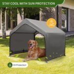 Summertrail Extra Large Dog House Outside, Dog Tent Outdoor, Big Dog Shade Shelter Doghouse Canopy, Water Resistant Dog shelter with Ground Nail, Gray Sun Rain Cover for Pet Cat Livestock 4'x 4'x 3.3 - Image 2