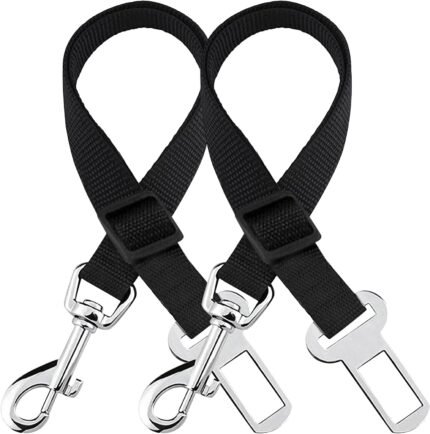SunGrow Dog Seat Belt for Car, Adjustable Nylon Pet Seatbelt, Supports All Cars, Dog Car Leash Seat Belt, Seatbelt for Dogs, Cats & Ferrets Travel Harness