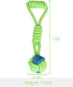Sunglow Dog Toy Interactive Chewing Rope Ball Toys Natural Cotton Washable Durable Tug of War for Small Medium Dogs Puppies Training Playing Teeth Cleaning (Drop Ball) - Image 2
