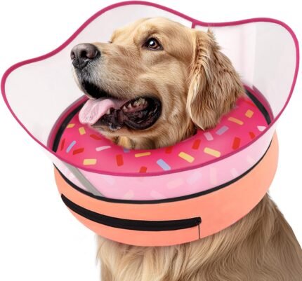 Supet Raised Inflatable Dog Cone Collar to Stop Licking, Soft Dog Cone Alternative After Surgery, Doggie Neck Donut Collar for Small Medium Large Dogs