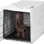 Sweet Jojo Designs 42in. Medium/Large Dog Crate Cover (White and Grey Stripe) Pet Cage, Kennel Covers (Modern, Neutral, Contemporary, Striped, Elegant, Pinstriped, Minimalist, Gray Stripes)