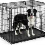 Sweetcrispy Dog Crate 42 Inch, Medium Large Dog Cage, Foldable Pet Kennel