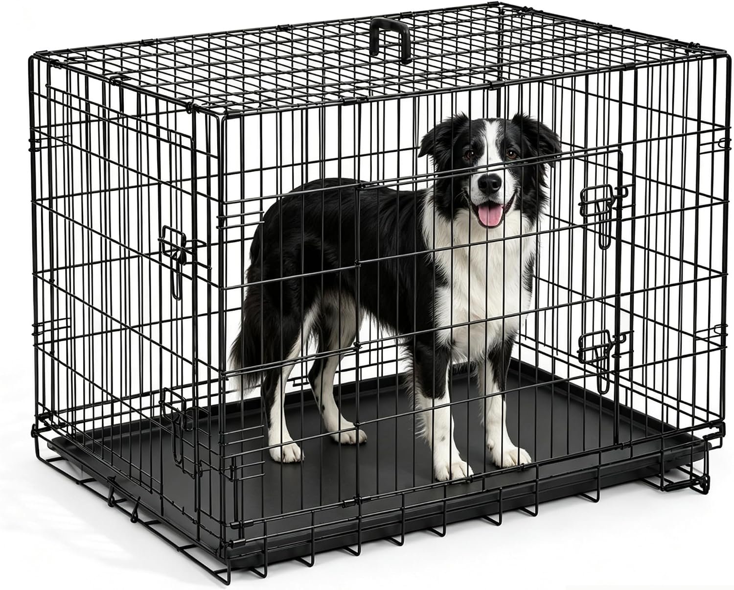Sweetcrispy Dog Crate 42 Inch, Medium Large Dog Cage, Foldable Pet Kennel Sweetcrispy Dog Crate 42 Inch, Medium Large Dog Cage, Foldable Pet Kennel