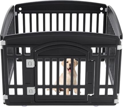Sweetcrispy Dog Playpen, Plastic Puppy Pet Fence, 4 Panels 24 Inch