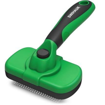 Swihauk Self Cleaning Slicker Brush for Dogs & Cats, Green