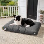 Sytopia 36 Inch Canvas Indestructible Dog Bed for Large Dogs, Chew Proof Outdoor Durable Shredded Chopped Foam Patio Pet Pad for Crate with Waterproof Machine Washable Removable Cover, Dark Grey