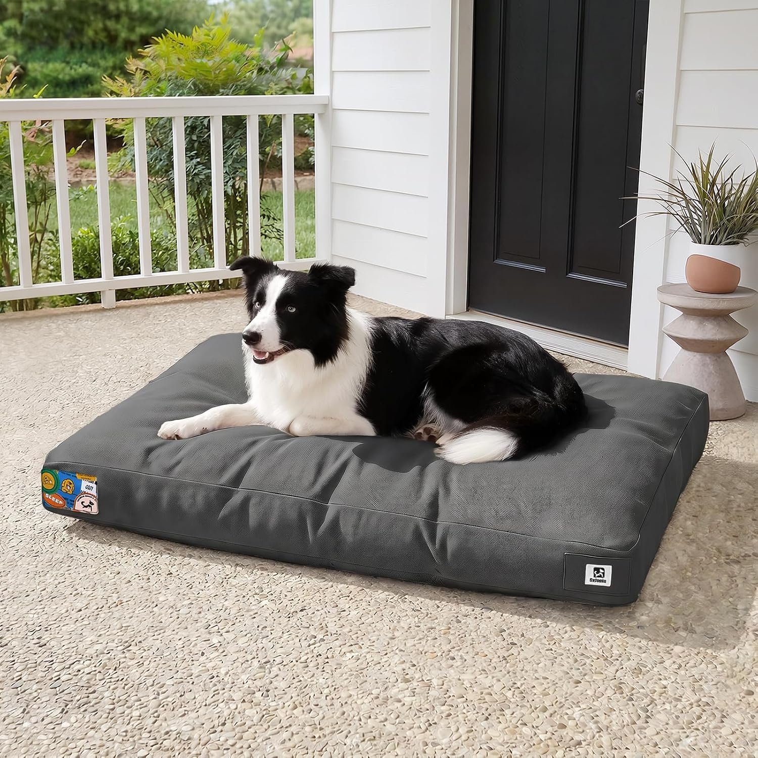 Sytopia 36 Inch Canvas Indestructible Dog Bed for Large Dogs, Chew Proof Outdoor Durable Shredded Chopped Foam Patio Pet Pad for Crate with Waterproof Machine Washable Removable Cover, Dark Grey Sytopia 36 Inch Canvas Indestructible Dog Bed for Large Dogs, Chew Proof Outdoor Durable Shredded Chopped Foam Patio Pet Pad for Crate with Waterproof Machine Washable Removable Cover, Dark Grey